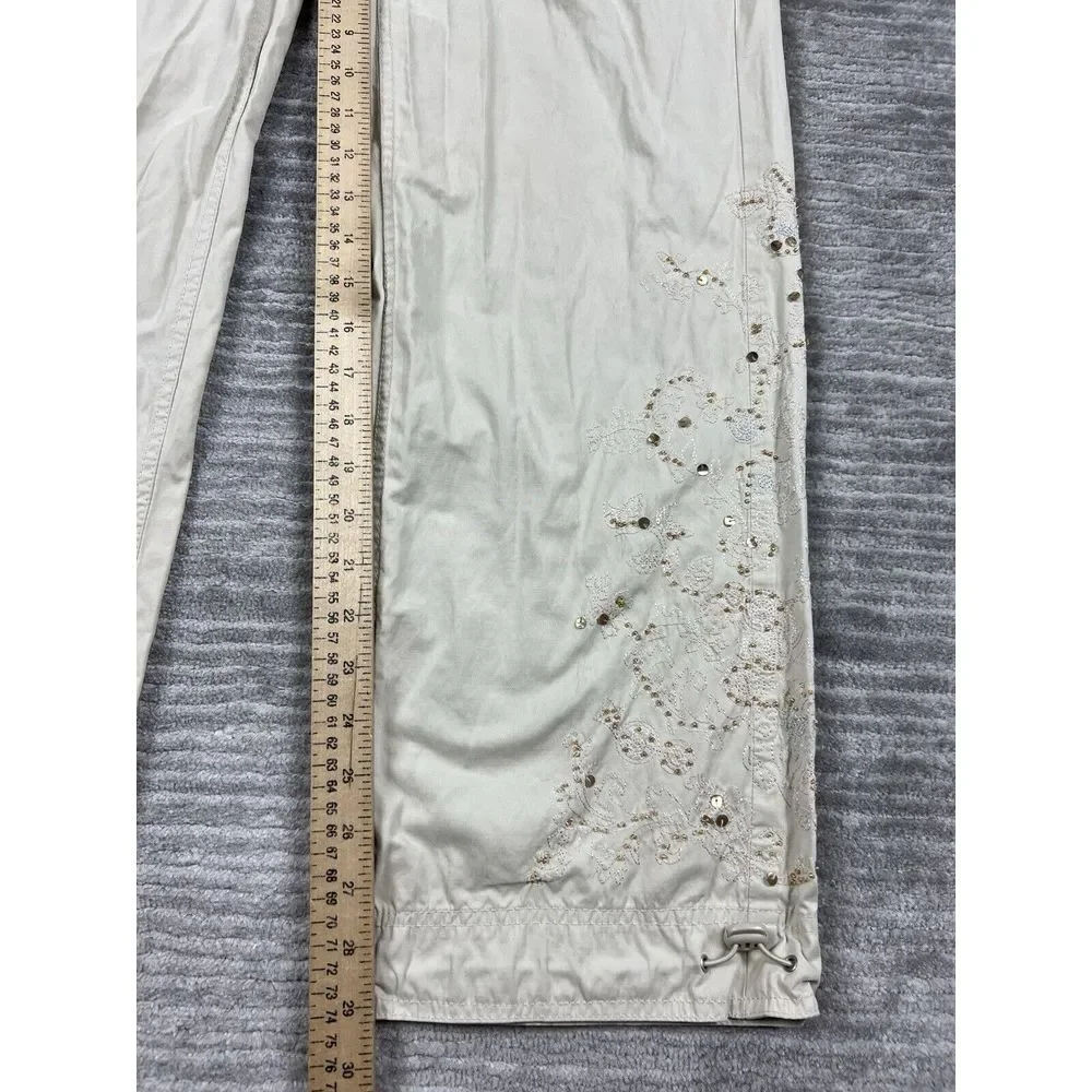 Arizona Pants Juniors 9 Beige Polyester Nylon Sequin Embroidered Straight‎
